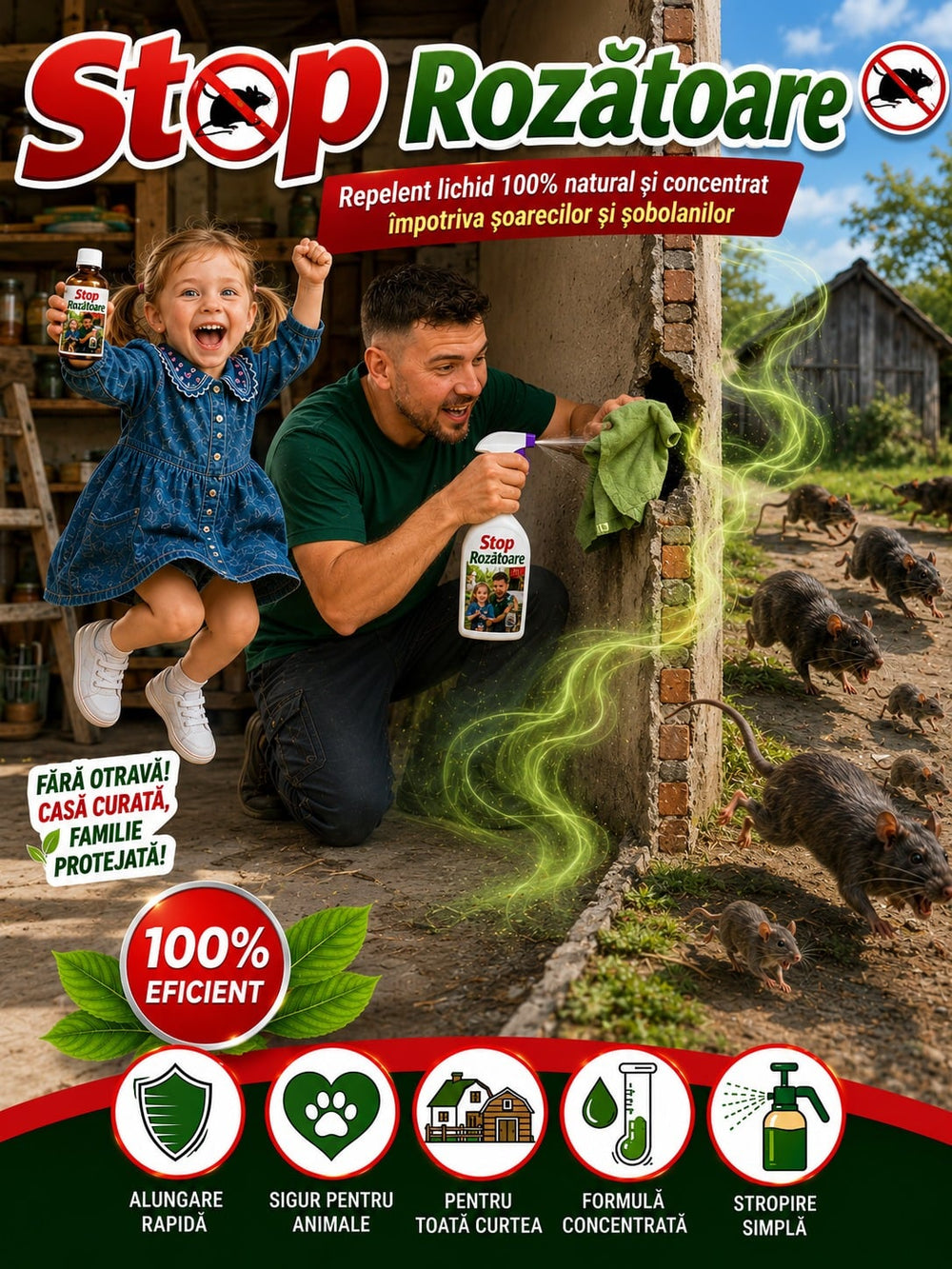 Soluție de Alungat Șoareci și Șobolani - Stop Rozătoare, 100 ml