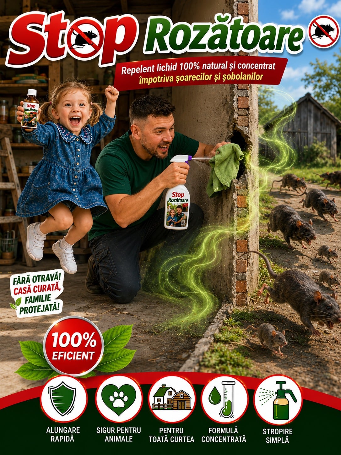 Soluție de Alungat Șoareci și Șobolani - Stop Rozătoare, 100 ml
